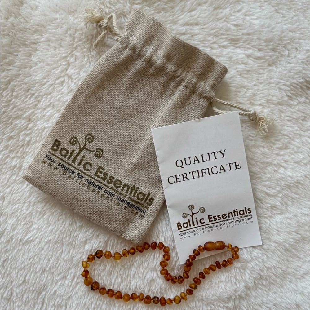 Raw Unpolished Baltic Amber Teething Necklace 12.5" - Golden Honey Colored